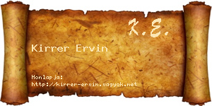 Kirrer Ervin névjegykártya